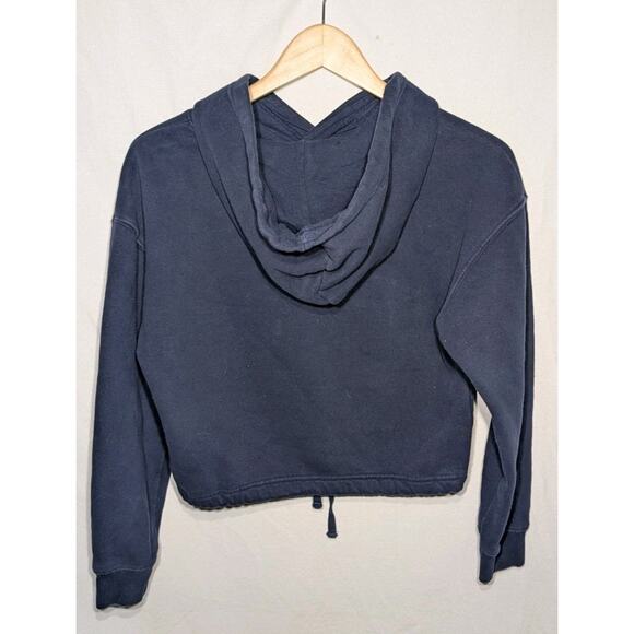 Garage womens Cropped Hoodie SP Newport California Embroidery Tie Waist Navy - Picture 3 of 5